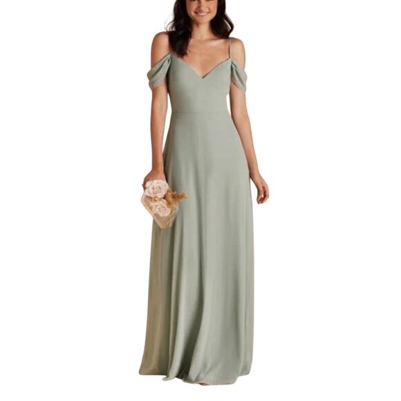 Birdy Grey DEVIN CONVERTIBLE DRESS Women M CHIFFON SAGE BRIDEMAID WEDDING - Picture 15 of 15
